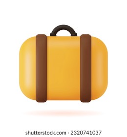 3d luggage icon. Vector render 3d icon symbol of vacation and summer holidays. Luggage background for design.