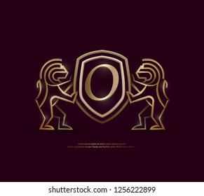 3D Luxurious O letter lion crest monogram, vector, eps 10