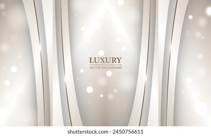 3D luxury abstract background with bokeh effect and sparkles on golden curve lines. Elegant vector background template design for celebration award.