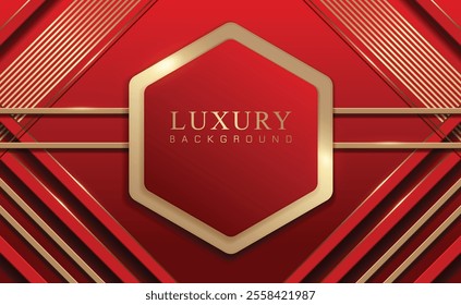 3d luxury abstract red and gold lines and shapes background for award stadium