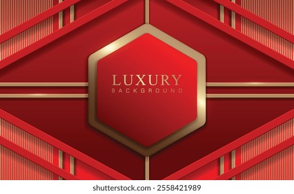 3d luxury abstract red and gold lines and shapes background for award stadium