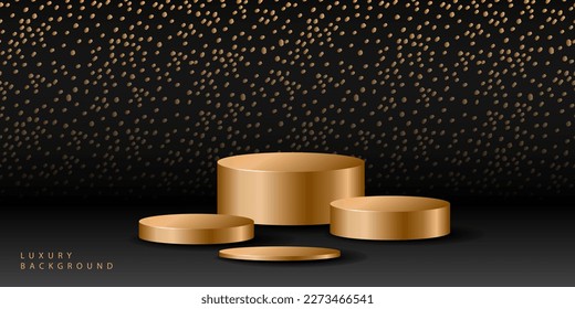 3D luxury background with realistic cylinder pedestal podium. rendering geometric forms. Mockup product display. Stand to show cosmetic products. Minimal wall scene. Stage showcase.