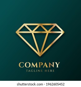 3d luxury golden diamond logo vector illustration. Jewerly logo template with gold texture for value and wealthy. Gold brilliant illustration with shadow for business. Gemstone, emerald and sapphire