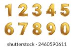 3d luxury golden set of number digits one two three four five six seven eight nine shiny numeric collection for birthday anniversary or sale element gold metal style