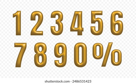 3d luxury golden set of number digits one two three four five six seven eight nine shiny numeric collection for birthday anniversary or sale element foil style with texture