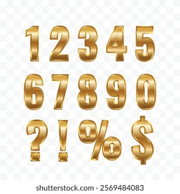 3d luxury golden set of number digits one two three four five six seven eight nine. Shiny numeric collection for birthday anniversary or sale in gold metal style.
Numbers 1 2 3 4 6 7 8 9 0 symbols 