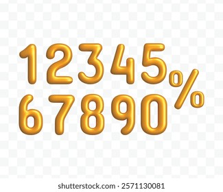 3d luxury golden set of number digits one two three four five six seven eight nine. Shiny numeric collection for birthday anniversary and sale in gold metal design.
Numbers 1 2 3 4 6 7 8 9 0 symbols 