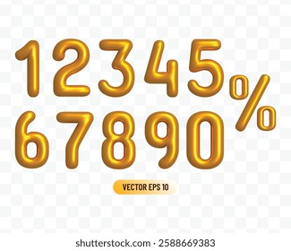 3d luxury golden set of number. Digits one two three four five six seven eight nine. Shiny numeric collection for birthday anniversary or sale in gold metal design.
Numbers 1 2 3 4 6 7 8 9 0 symbols 