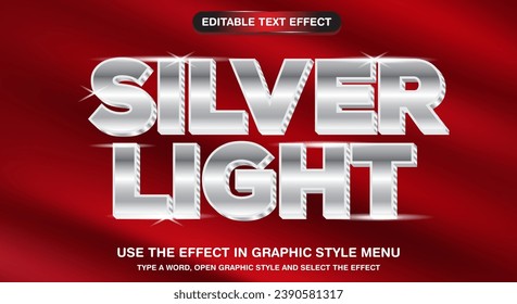 3d luxury silver Light editable vector text effect with modern concept