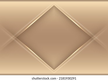 3D luxury template golden arrow paper cut style background. Elegant gold square backdrop. Vector graphic illustration