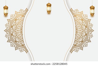 3d luxury white jumma eid mubarak ramadan or ramadhan islamic background banner frame.Translation: "Muslim fasting month and celebration day after fasting"