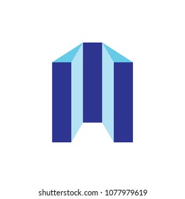 3D M letter tower building logo design vector