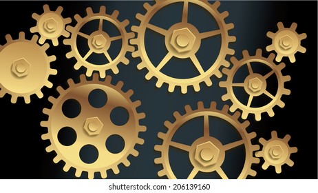 3D machine gears - vector illustration