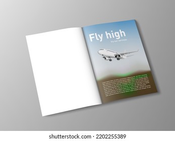 3D Magazine Air Plane Service Page Design Concept. EPS10 Vector