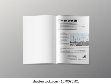 3D Magazine Design Concept. Clean White Page. EPS10 Vector