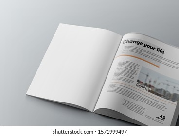 3D Magazine Design Concept. Clean White Page. EPS10 Vector