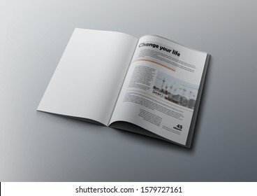 3D Magazine Design Concept. Clean White Page. EPS10 Vector