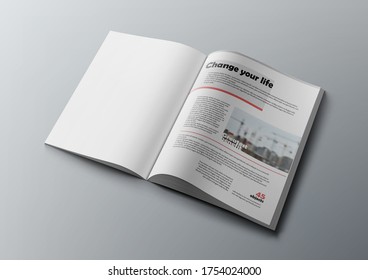 3D Magazine Design Concept. Clean White Page. EPS10 Vector