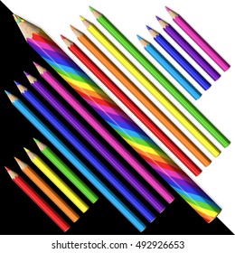 3d Magic Pencil and Set Colorful Rainbow Pencils