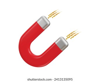 3d magnet icon with thunder bolt vector icon illustration