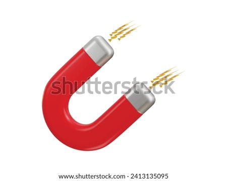 3d magnet icon with thunder bolt vector icon illustration