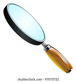 3d magnifying glass against white background, abstract vector art illustration