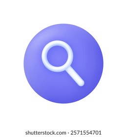 3D Magnifying glass illustration. Search, discovery, analysis concept. Loupe icon. Trendy and modern vector in 3d style.