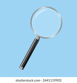 3D magnifying glass. Search icon vector.
Magnifying glass with Transparent
Background. Magnifier, big tool instrument. Magnifier loupe search. Business Analysis symbol.