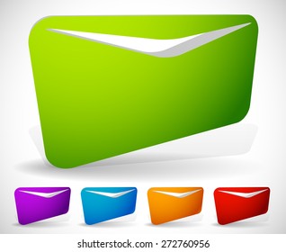 3D mail, envelope symbols in 5 colors.