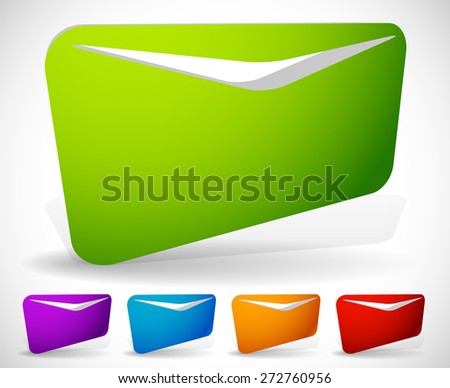 3D mail, envelope symbols in 5 colors.