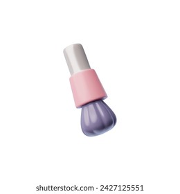 3D Make-up Pinsel Vektor-Illustration. Cartoon rosa Make-up rouge Rouge Blusher Pinsel, Schönheit Kosmetik Produkt Zubehör. Render professionelle Make-up-Werkzeuge für perfekten Hautton, Wangenröte, Pulvermixer