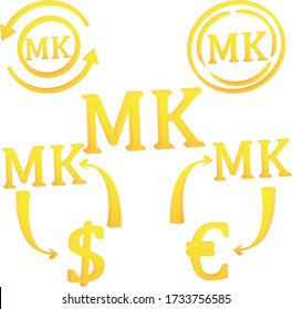 3D Malawian Kwacha set of currency symbol of Malawi vector illustration  on a white background