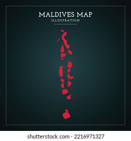 Ilustración de vectores de mapas de Maldivas en 3D