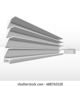 3D Mall Empty Shelf Pass Way To Cash. EPS10 Vector