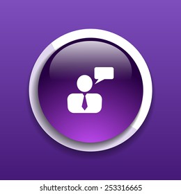 3d man, businessman with blank speech bubble