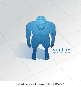 3d man in full growth polygon 