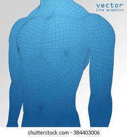 3d man in full growth polygon