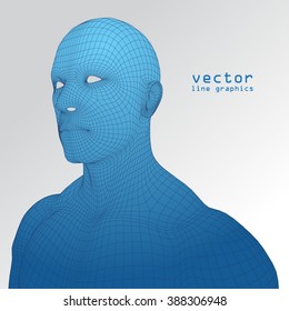 3d man in full growth polygon
