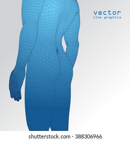 3d man in full growth polygon