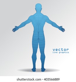 3d man in full growth polygon