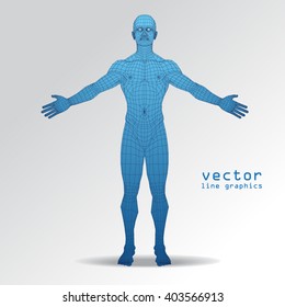 3d man in full growth polygon