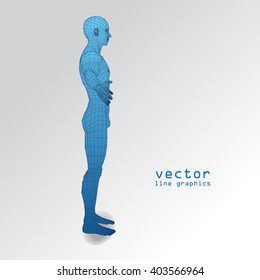 3d man in full growth polygon