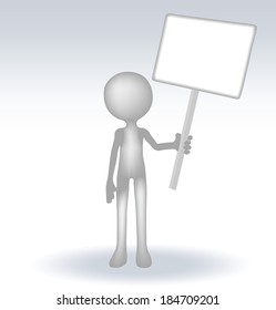 3d man holding a page on white backround, isolated
