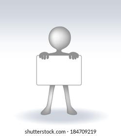 3d man holding a page on white backround, isolated