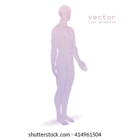 3d man. line graphics. white background vector