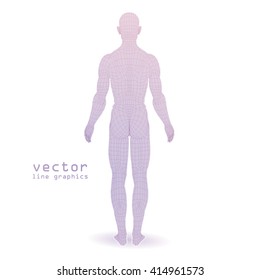 3d man. line graphics. white background vector