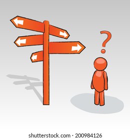 3D Man With Signpost