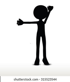 3d man silhouette, isolated on white background, direction