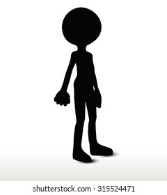 3d man silhouette, isolated on white background, standing