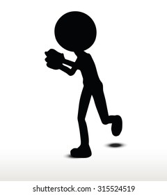 3d man silhouette, isolated on white background, fire a gun